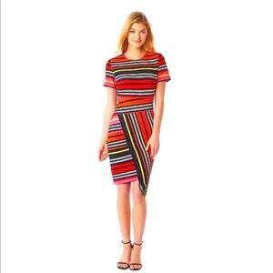 Cato Bold Striped Faux Wrap Asymmetrical Dress - EUC - 18W